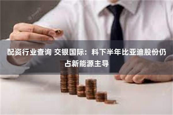 配资行业查询 交银国际：料下半年比亚迪股份仍占新能源主导