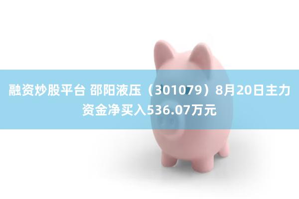 融资炒股平台 邵阳液压（301079）8月20日主力资金净买入536.07万元