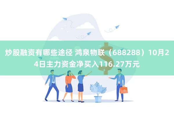 炒股融资有哪些途径 鸿泉物联（688288）10月24日主力资金净买入116.27万元